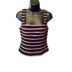 Cache Black and Pink Striped Top